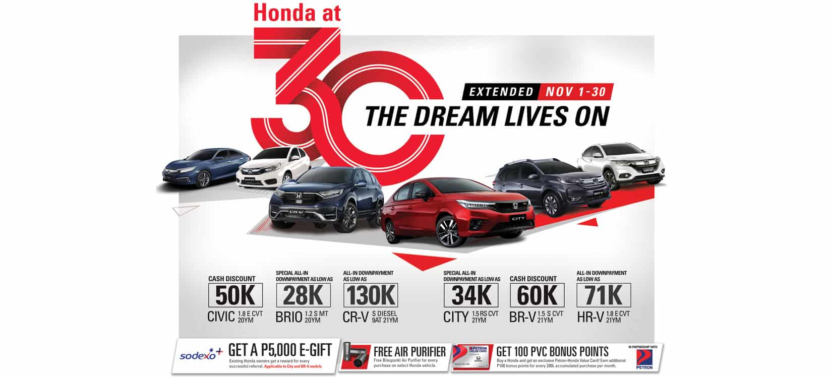 Honda continues its 30th anniversary celebration with exciting deals and special offerings this November