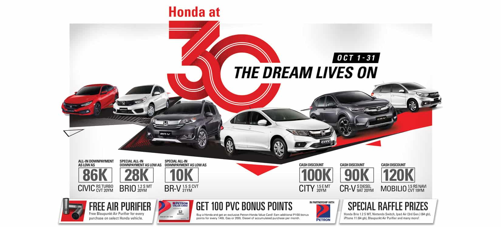 Honda kicks off 30th anniversary this October with huge deals, Honda Brio giveaway