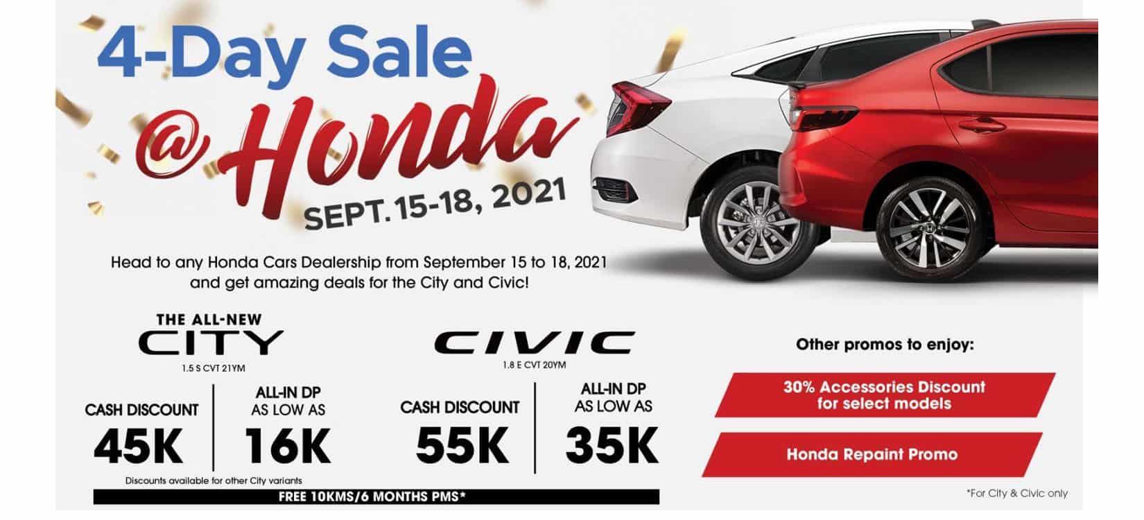 Honda releases all exclusive deals and additional discounts under 4-Day Sale