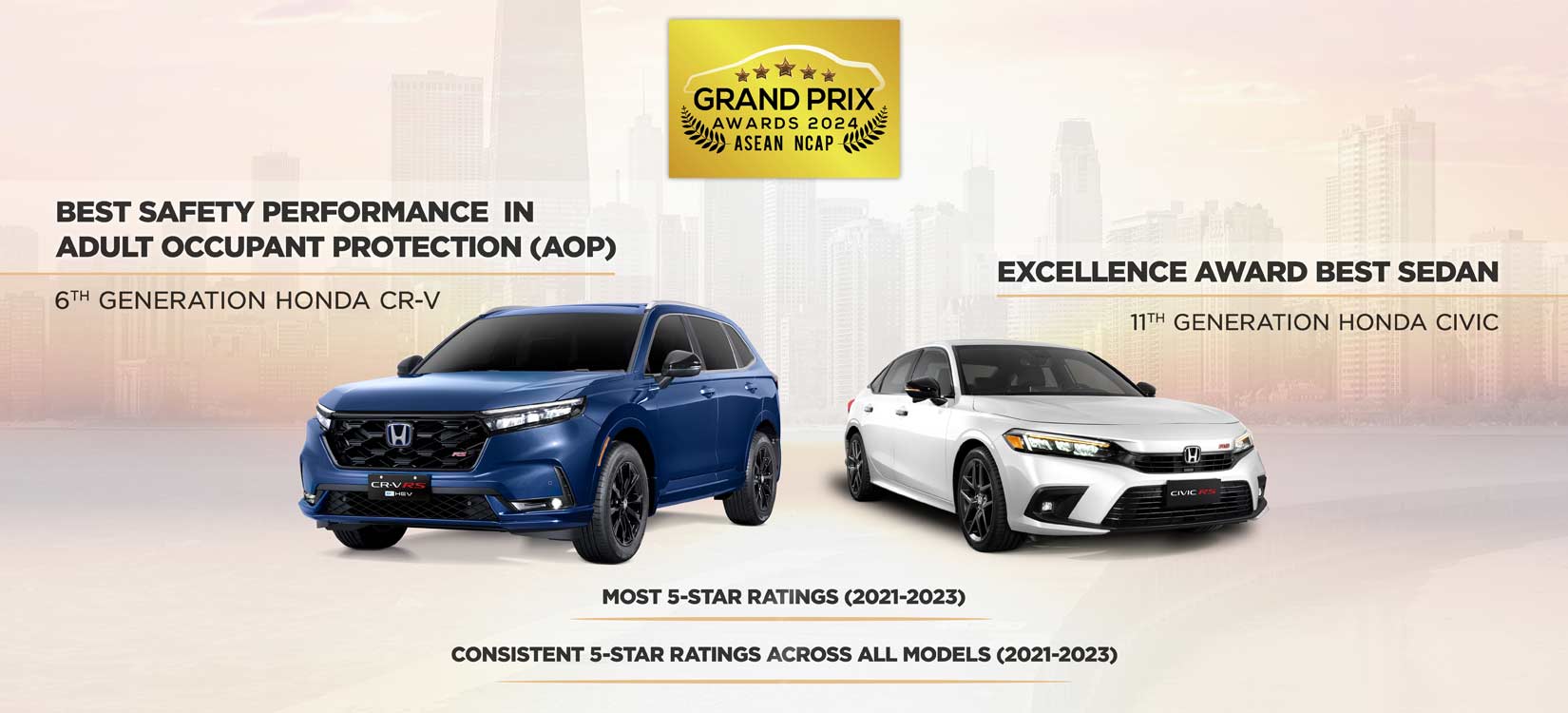 Honda CR-V and Civic Win Major Awards at the ASEAN NCAP Grand Prix Awards 2024