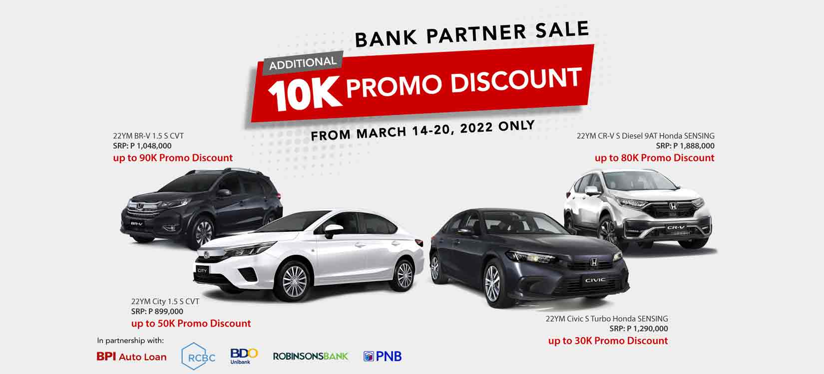 Don’t miss out on Honda’s 2022 Bank Partner Sale until March 20