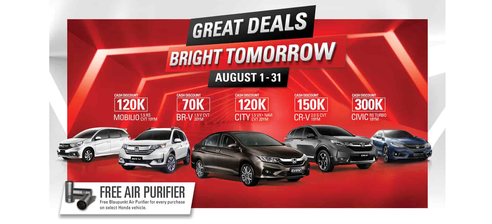 Honda continues huge cash discounts and great deals in August