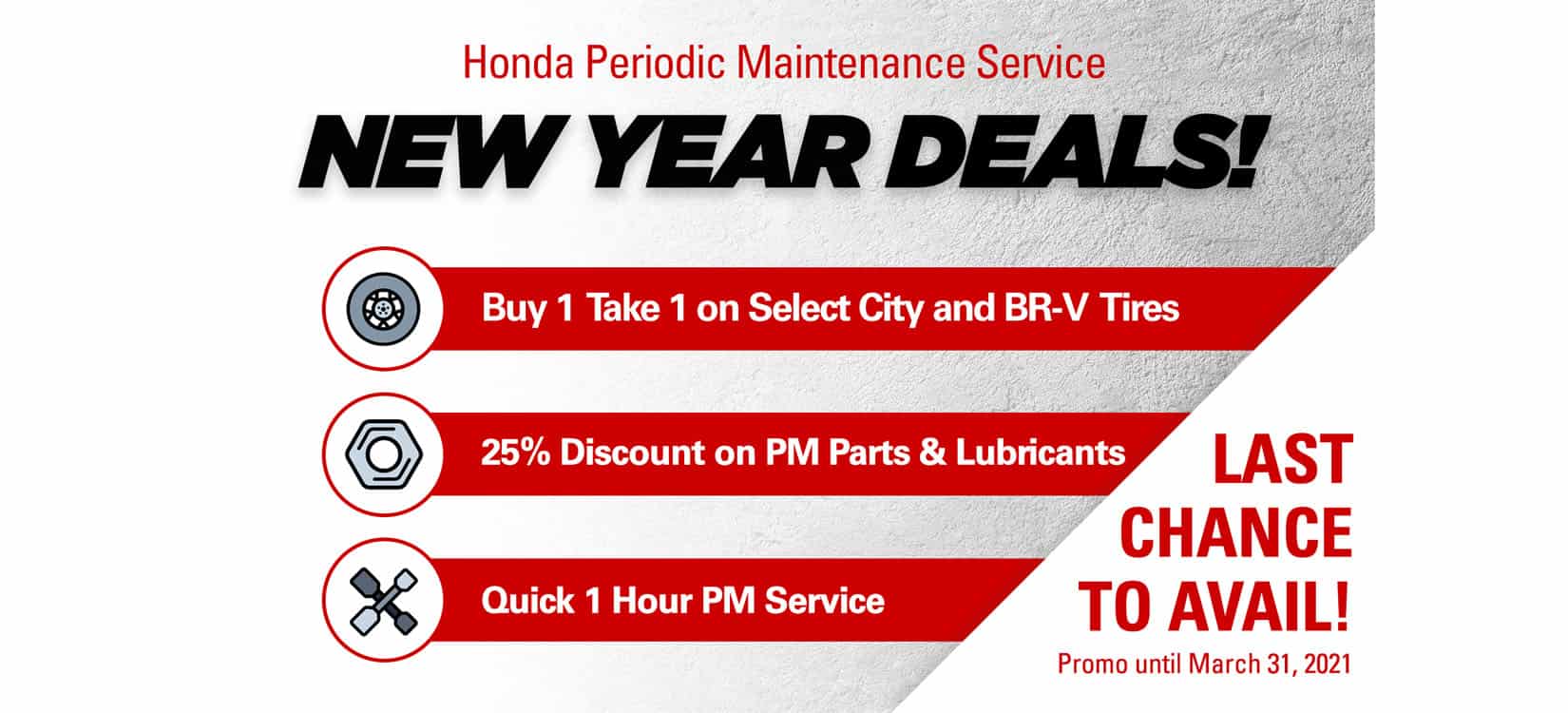 Last chance to avail Honda’s service deals and promos offerings until March 31